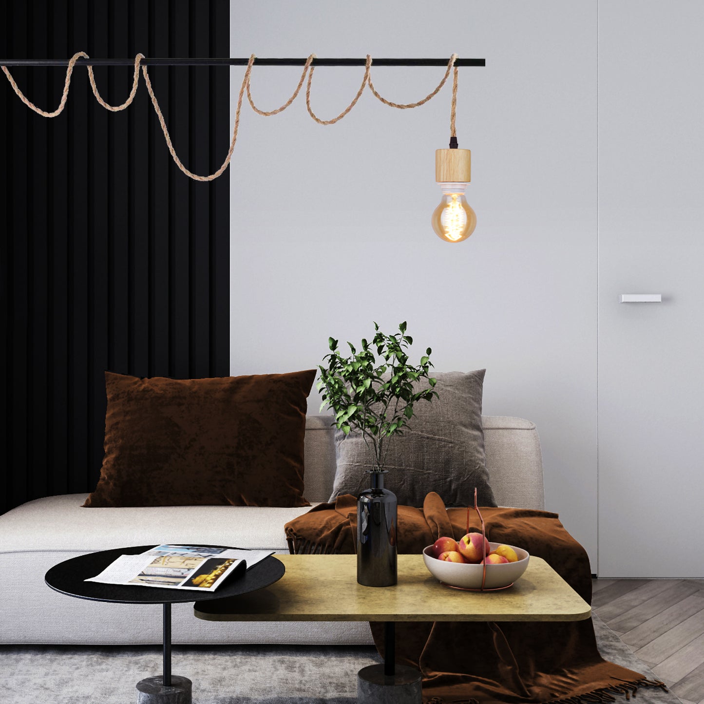 (M)Pendant Light Cord - Hanging Light Kit with Dimmable Switch Vintage Lamp Cord with Twisted Nylon Lights Socket E26 E27 for Farmhouse Lamp Cable DIY (9.8FT/16.4FT/32.8FT, Cylinder Shape)