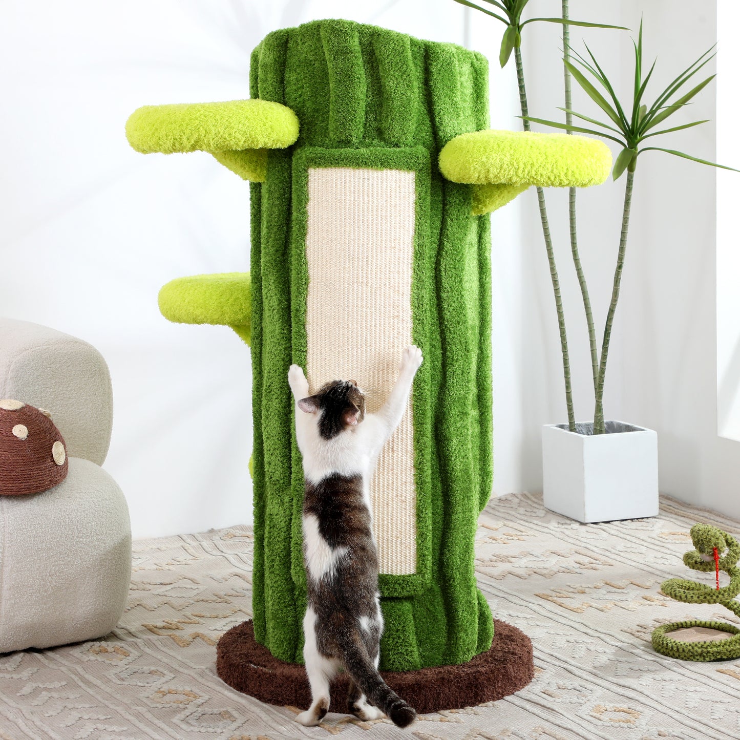 47.2 Inch Large Modern Cat Tree for Multiple Cats Indoors with Perches, Scratching Posts, Removable Mat, Suitable for Cats of All Sizes