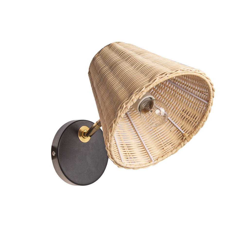 (M)Rattan Wall Lamp Lantern Wall Sconces Wicker Lamp Hand Woven Rattan Wall Light Farmhouse Rustic Boho Sconces Wall Lighting for Living Room Bedroom