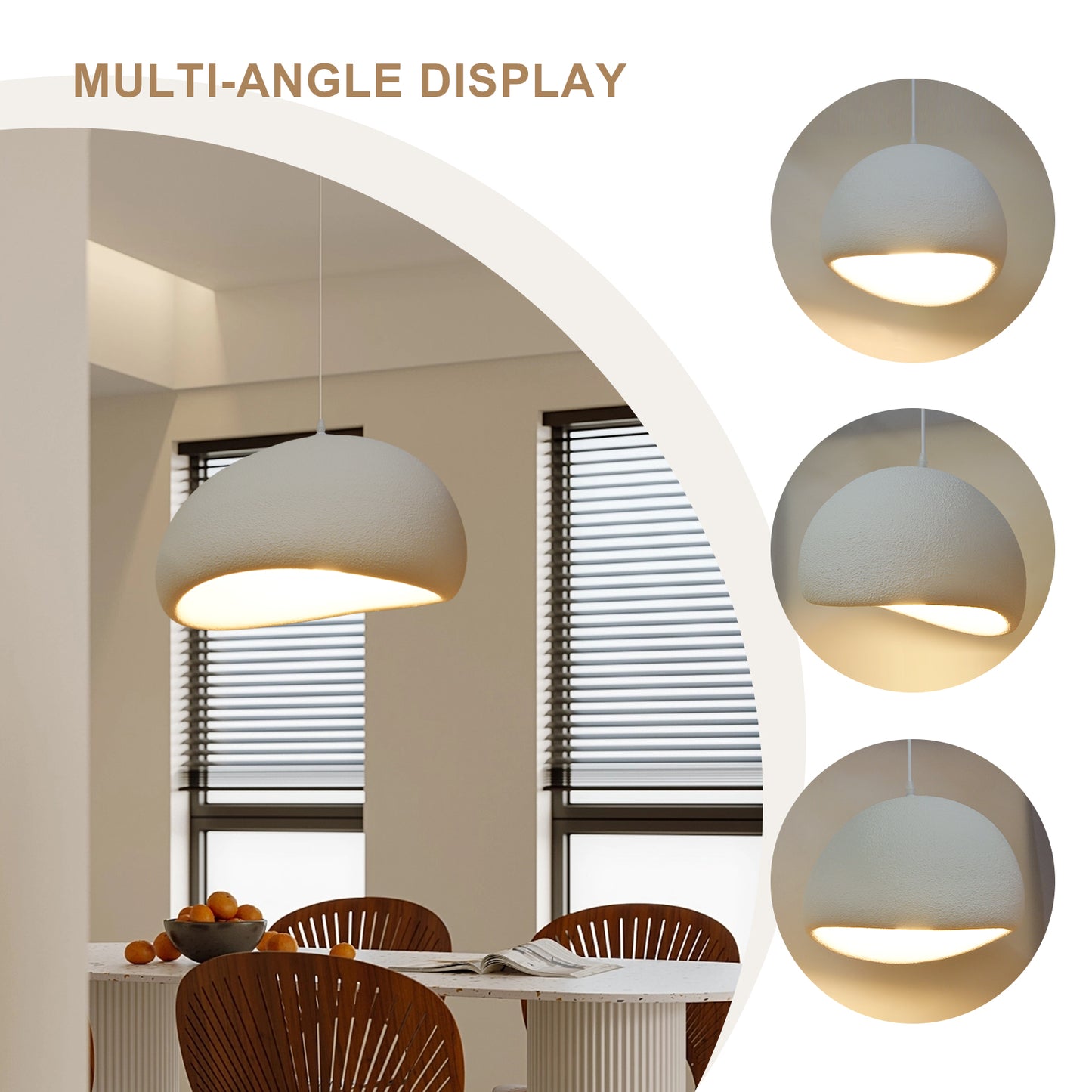 (M)Wabi Sabi Pendant Lighting Polystyrene White Chandelier Hanging Light Fixture for Dining Room Hall