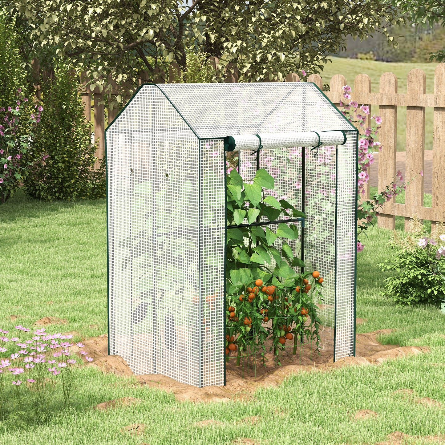 Double door plastic greenhouse, white windproof tomato house, 100x80x150cm, suitable for garden and balcony