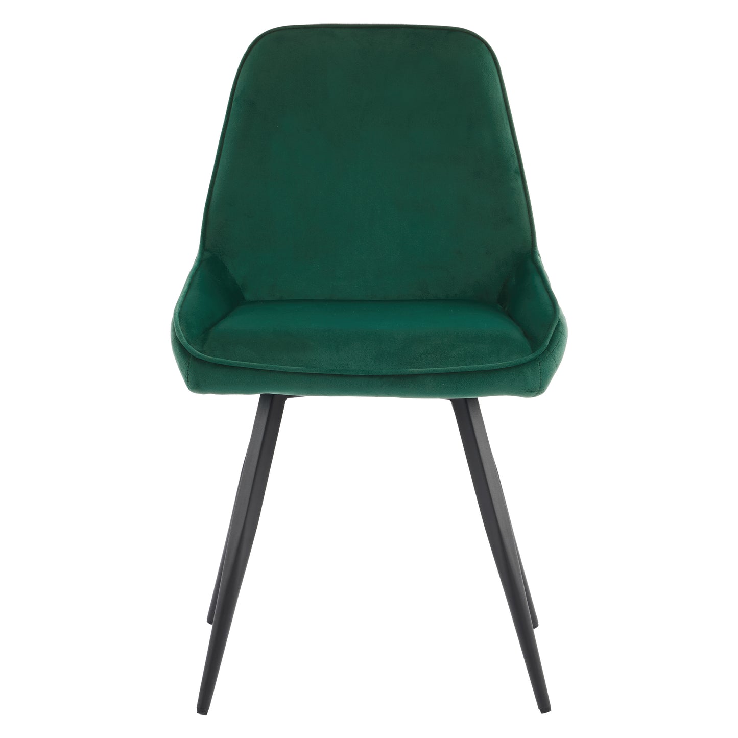 Dark Green Upholstered Dining Chairs-Metal Legs, Ergonomic Design, Set of 2