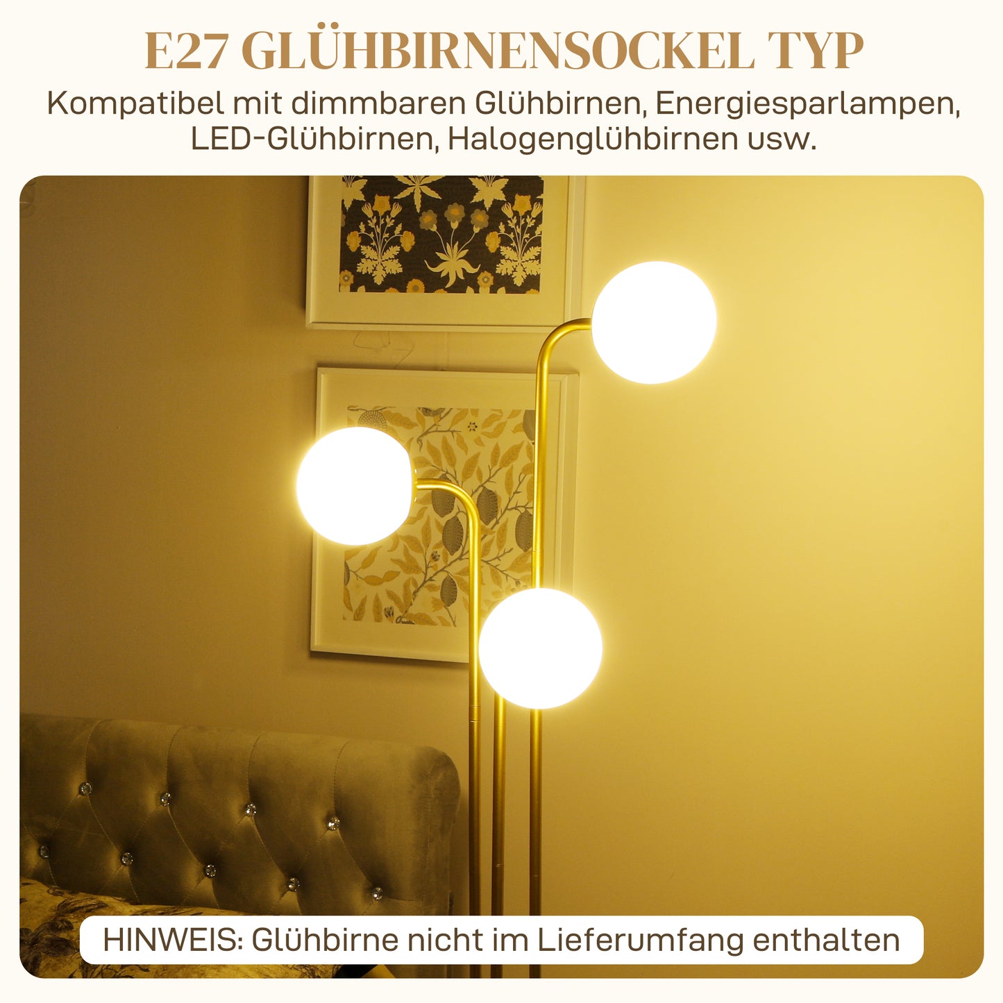 Floor lamp with rotating lampshade, 120W, 1.65m high bedside lamp with foot switch, bedroom, office, living room floor lamp