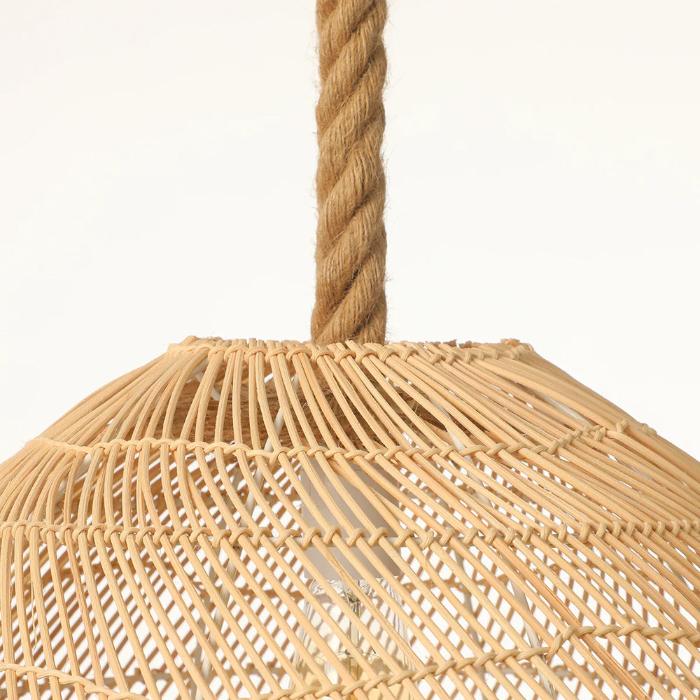 Rope Rattan Lighting Fixture Hardwired for Kitchen Island