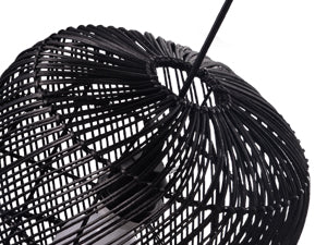 (Q)11.8 Inch Black Rattan Hand Woven Pendant Light, Bohemian Style Rattan Woven Pendant Light, Suitable for Bedrooms, Living Rooms, Kitchens