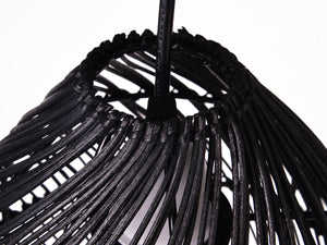(Q)Handcrafted Rattan Decorative Pendant Light, Modern Industrial Style Black Rattan Pendant Light, Suitable for Restaurant Kitchen Islands