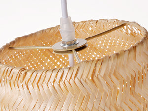 (Q)Handmade Woven Bamboo Pendant Light,Bohemian Style Cage Lampshade Pendant Light, Suitable for Restaurants,Bedrooms, Farmhouses