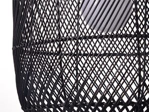(Q)11.8 Inch Black Rattan Hand Woven Pendant Light, Bohemian Style Rattan Woven Pendant Light, Suitable for Bedrooms, Living Rooms, Kitchens