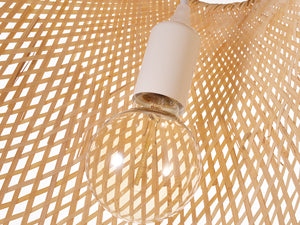 (Q)Handmade Woven Bamboo Pendant Light,Bohemian Style Cage Lampshade Pendant Light, Suitable for Restaurants,Bedrooms, Farmhouses