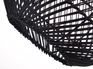 (Q)11.8 Inch Black Rattan Hand Woven Pendant Light, Bohemian Style Rattan Woven Pendant Light, Suitable for Bedrooms, Living Rooms, Kitchens