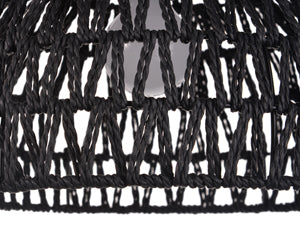 (Q)Black Hemp Rope Rattan Ceiling Light,Bohemian Style Rattan Ceiling Light,Suitable for Kitchen Islands,Corridors,Living Rooms,Bedrooms