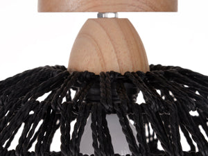 (Q)Black Hemp Rope Rattan Ceiling Light,Bohemian Style Rattan Ceiling Light,Suitable for Kitchen Islands,Corridors,Living Rooms,Bedrooms