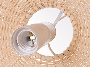 (Q)18 Inch Handmade Pendant Light, Bohemian Style Dome Shaped Lampshade Rattan Pendant Light, Suitable for Dining Rooms, Bedrooms, Living Rooms