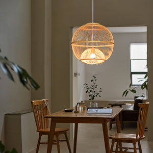 (M)Bamboo Pendant Ligting Globe Shade Ceiling Hanging Light E27 Sigle for Restaurant Home 1 Light