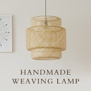 (M)Bamboo Pendant Lighting Drum Handmade Lampshade Fixture for Living Room