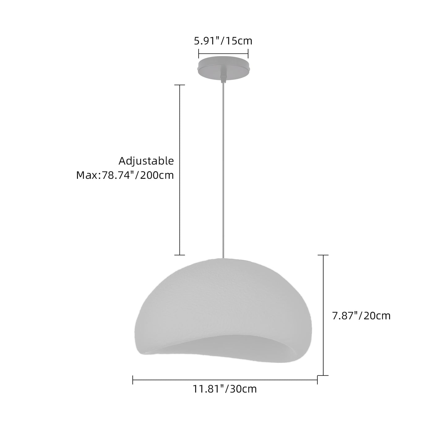 (M) Wabi Sabi Pendant Lighting Polystyrene Gray Chandelier Hanging Light Fixture for Dining Room Hall