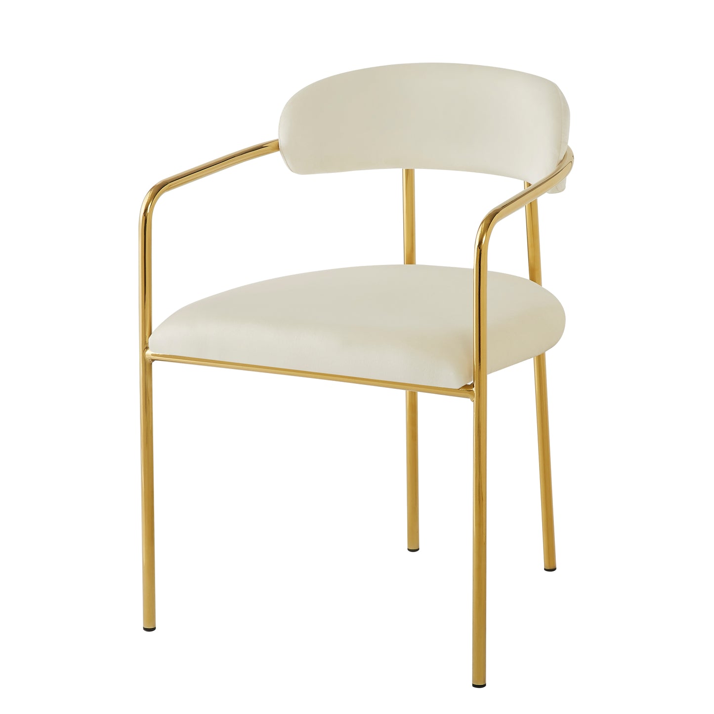 Modern Velvet Dining Chairs (2 Pieces) with Gold Plated Iron Legs, Ergonomic Design, Luxury Ring Frame
