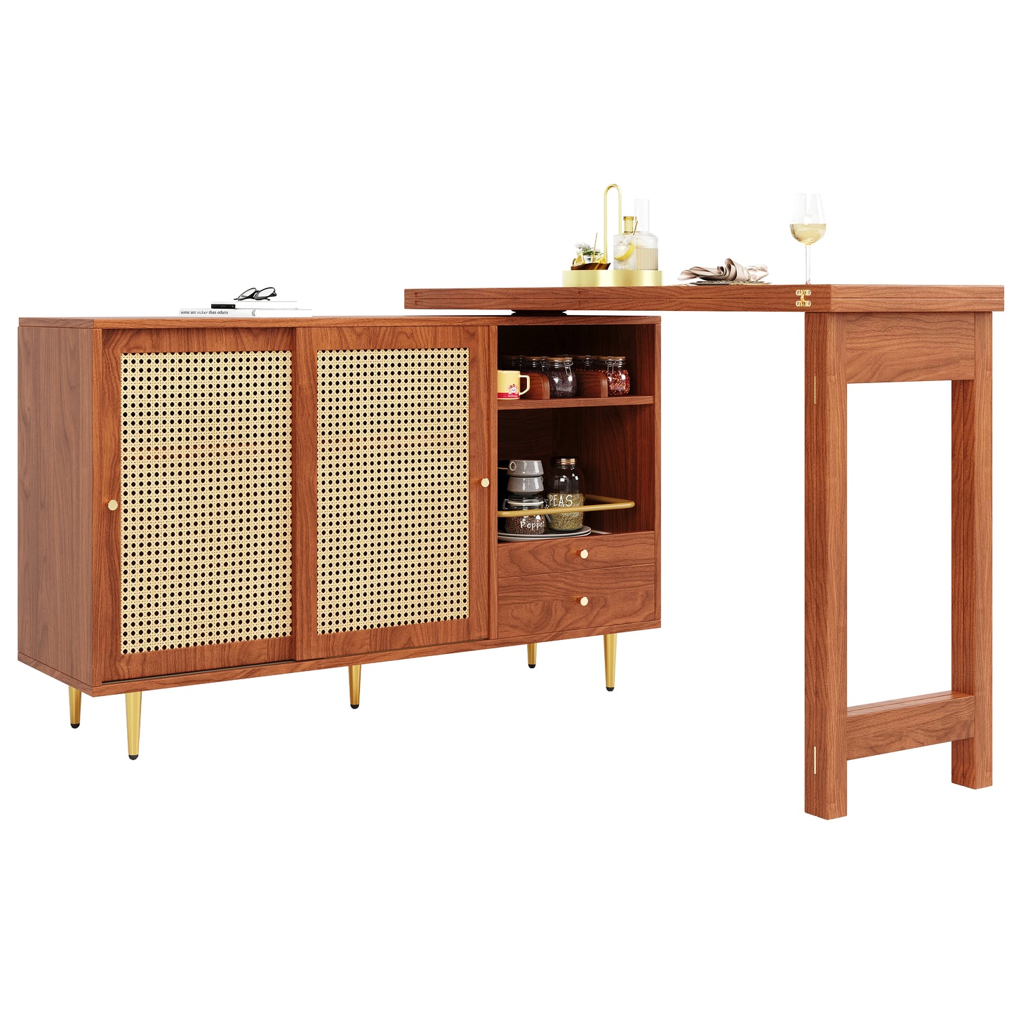 Brown 360° Rotating Expandable Bar Table-A Versatile Home Essential