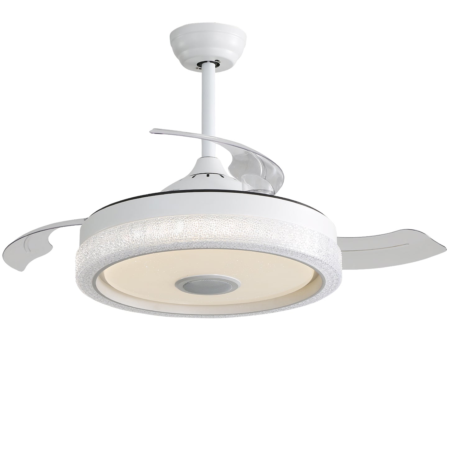 42" Modern Invisible Ceiling Fan with 3 ABS Blades, Reversible DC Motor & 32W LED Light, Remote Control