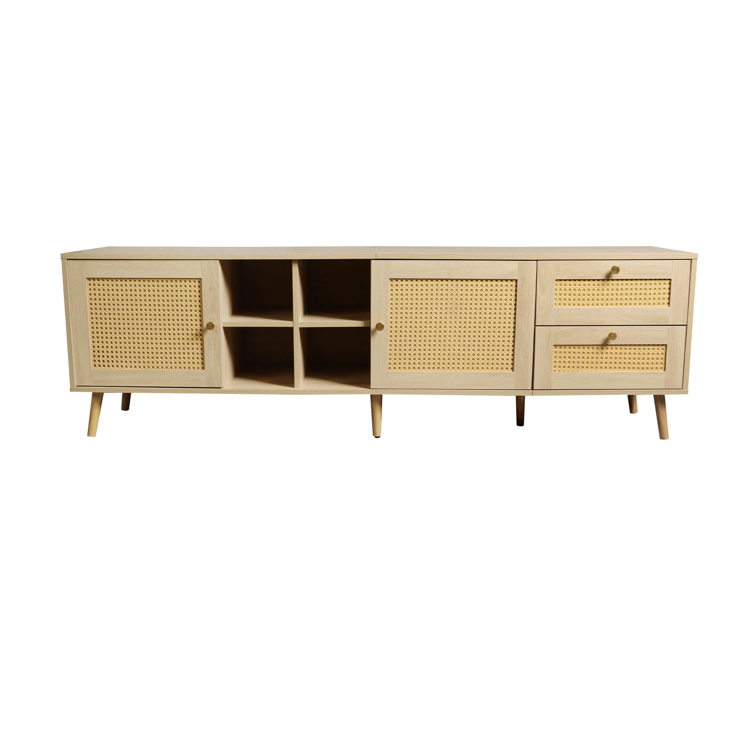 Elegant Wooden Rattan TV Cabinet - 180cm Wide for 80 inchesTV