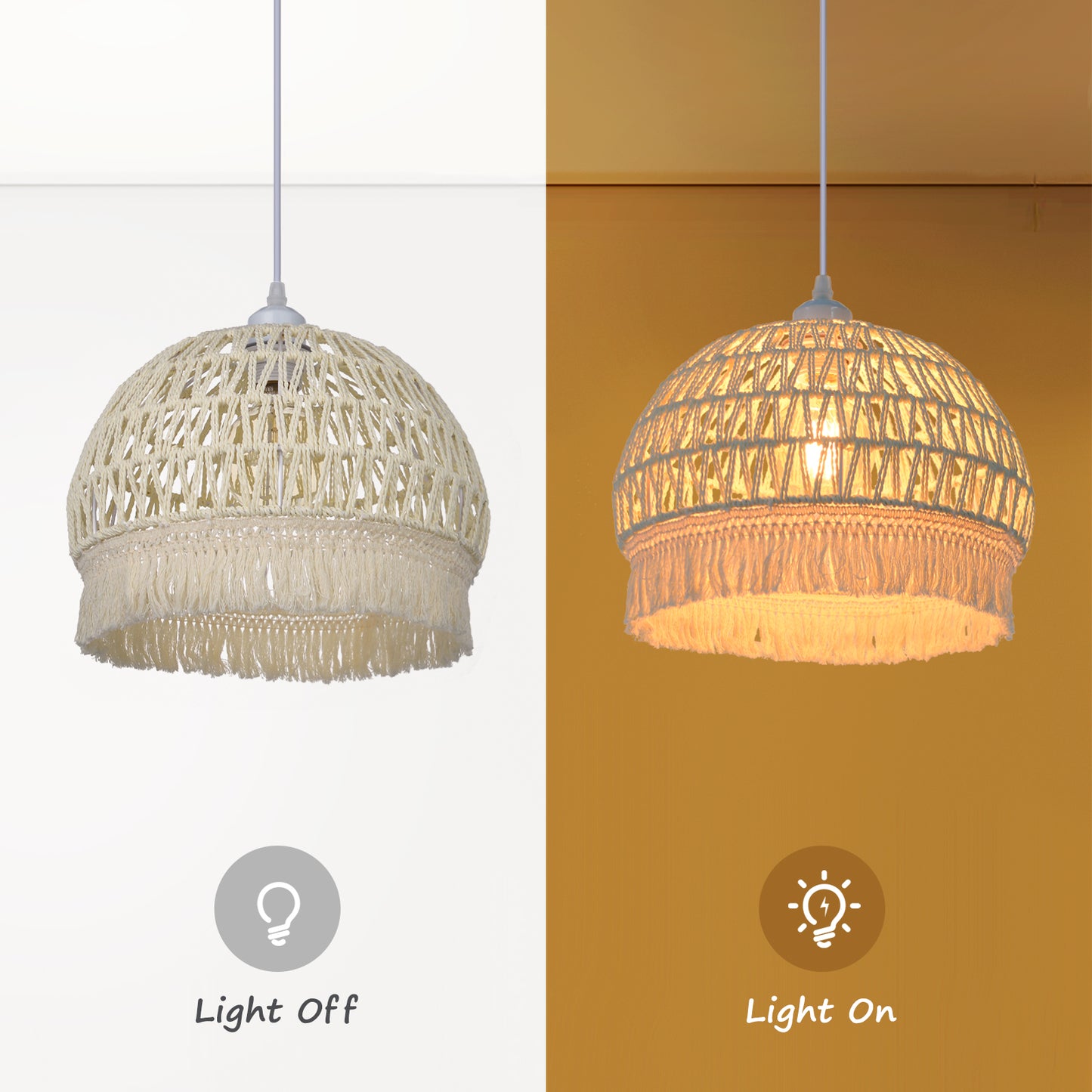 (M)ARTURESTHOME Pendant Light Fixture Black Rattan Drum Shade 1 Light Hanging Chandelier For Living Room