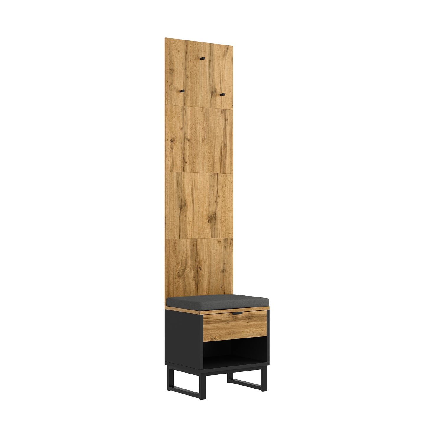 Complete Wardrobe Set with Shoe Stool, Cushion, Front Hanging Hooks, and Drawers