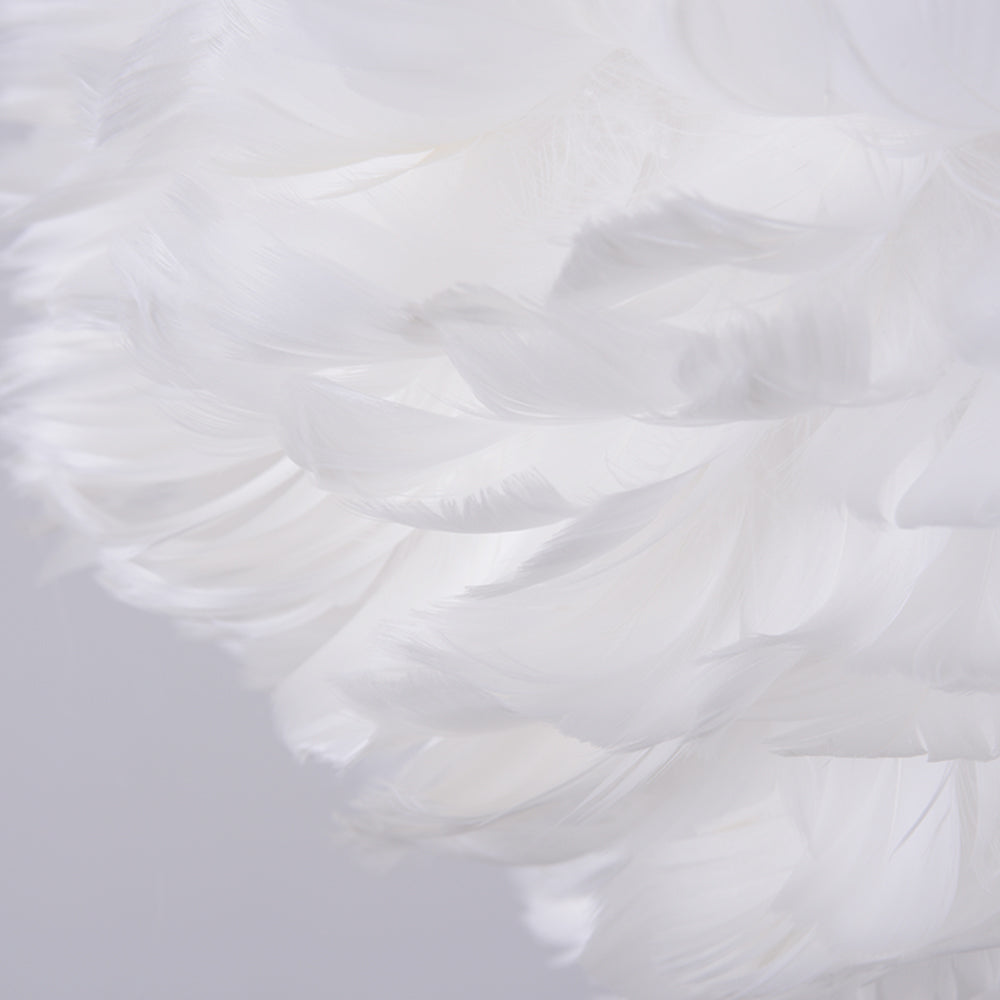 (M)Pendant Light Globe White Feather Chandelier E27 for Children's Bedroom Living Room