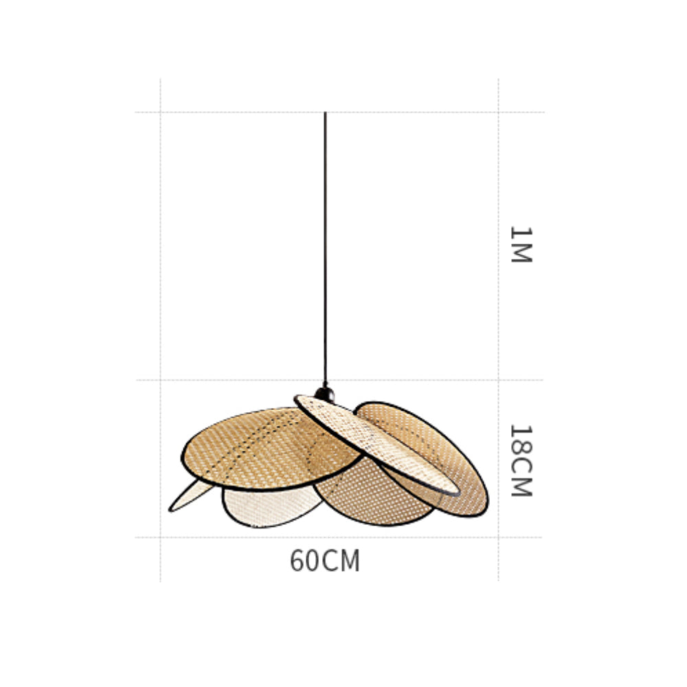 (M)ARTURESTHOME Rattan Pendant Light Fixture Black Hanging Chandelier For Living Room