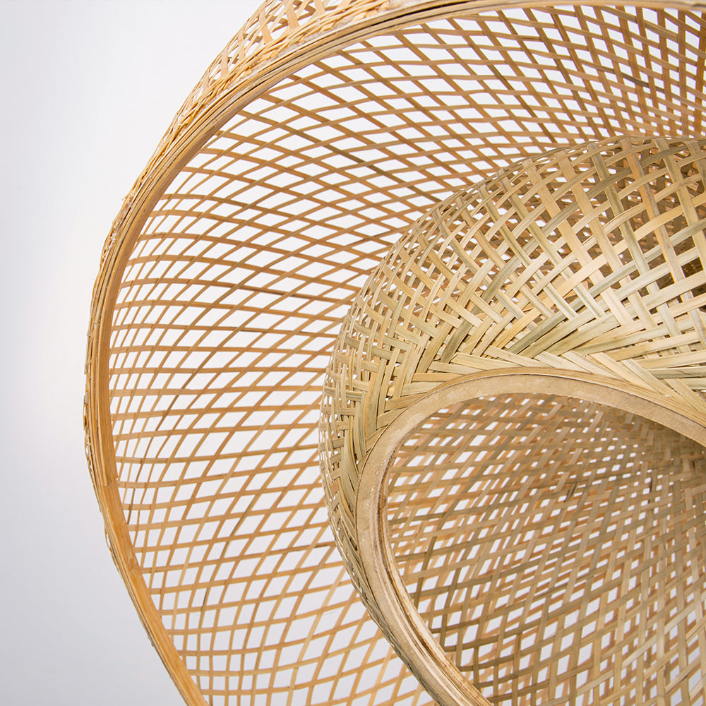 (M)Bamboo Pendant Ligting Dome Hand-Woven E26 Sigle Transitional Minimalist Boho Hanging Light for Dining Room Restaurant Hallway