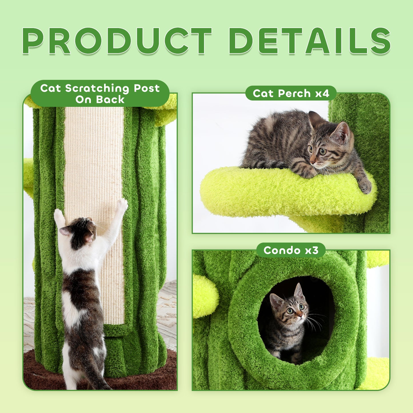 47.2 Inch Large Modern Cat Tree for Multiple Cats Indoors with Perches, Scratching Posts, Removable Mat, Suitable for Cats of All Sizes