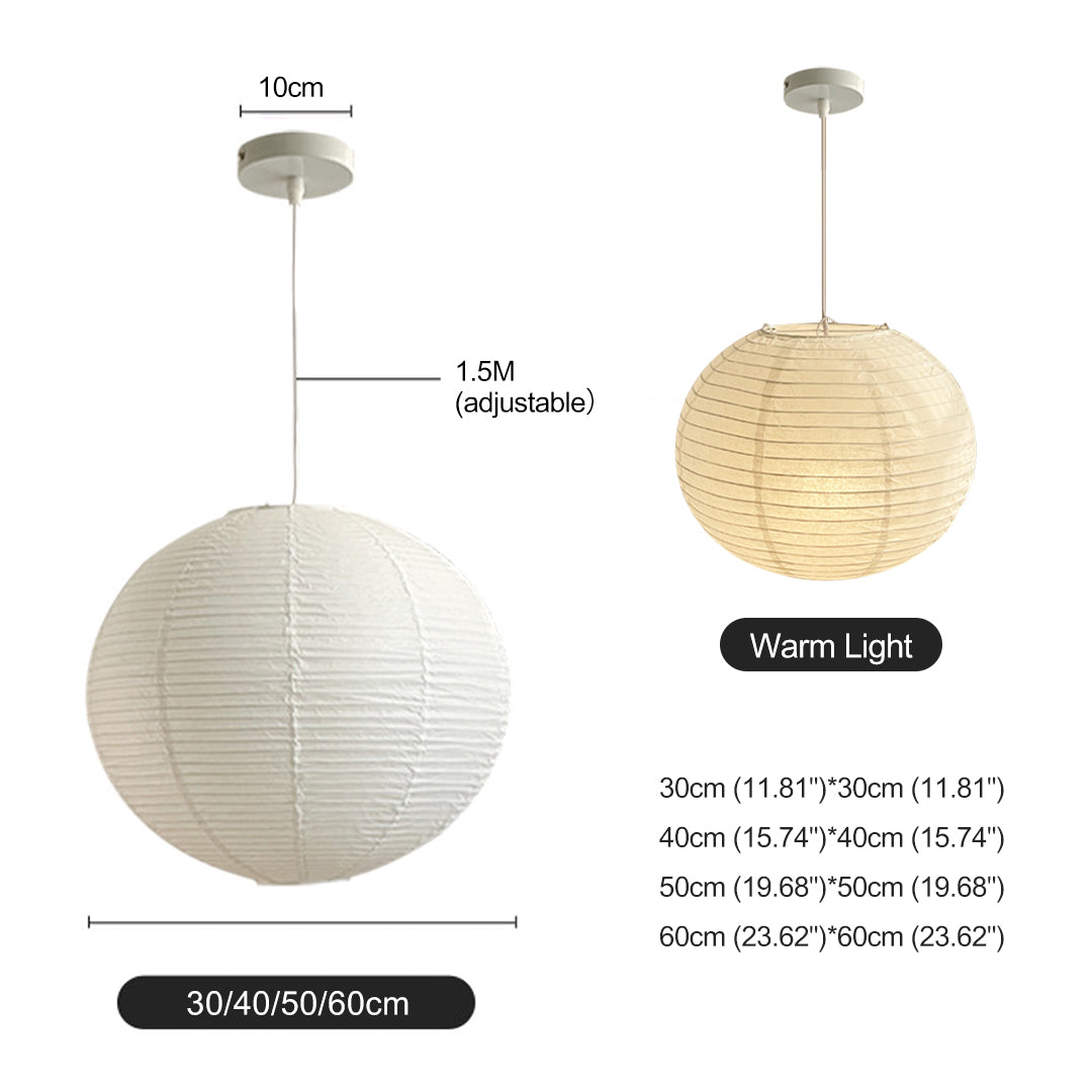 (M)1 - Light White Paper Globe Pendant Light for Living Room