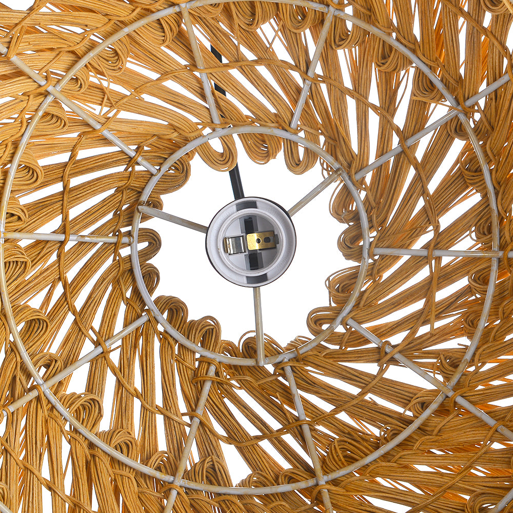 (Q)Hand Woven Bamboo and Rattan Pendant Light, Vintage Home Lighting Pendant Light, Bohemian Style, Suitable for Bedrooms and Restaurants