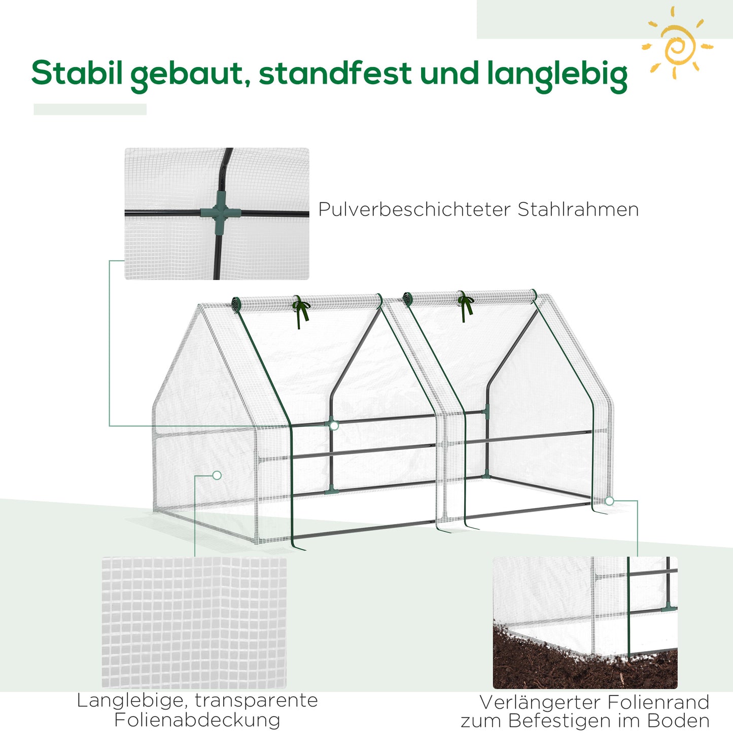 Film greenhouse with window, PVC greenhouse 120x60x60 cm, transparent tomato house & cold frame for plants