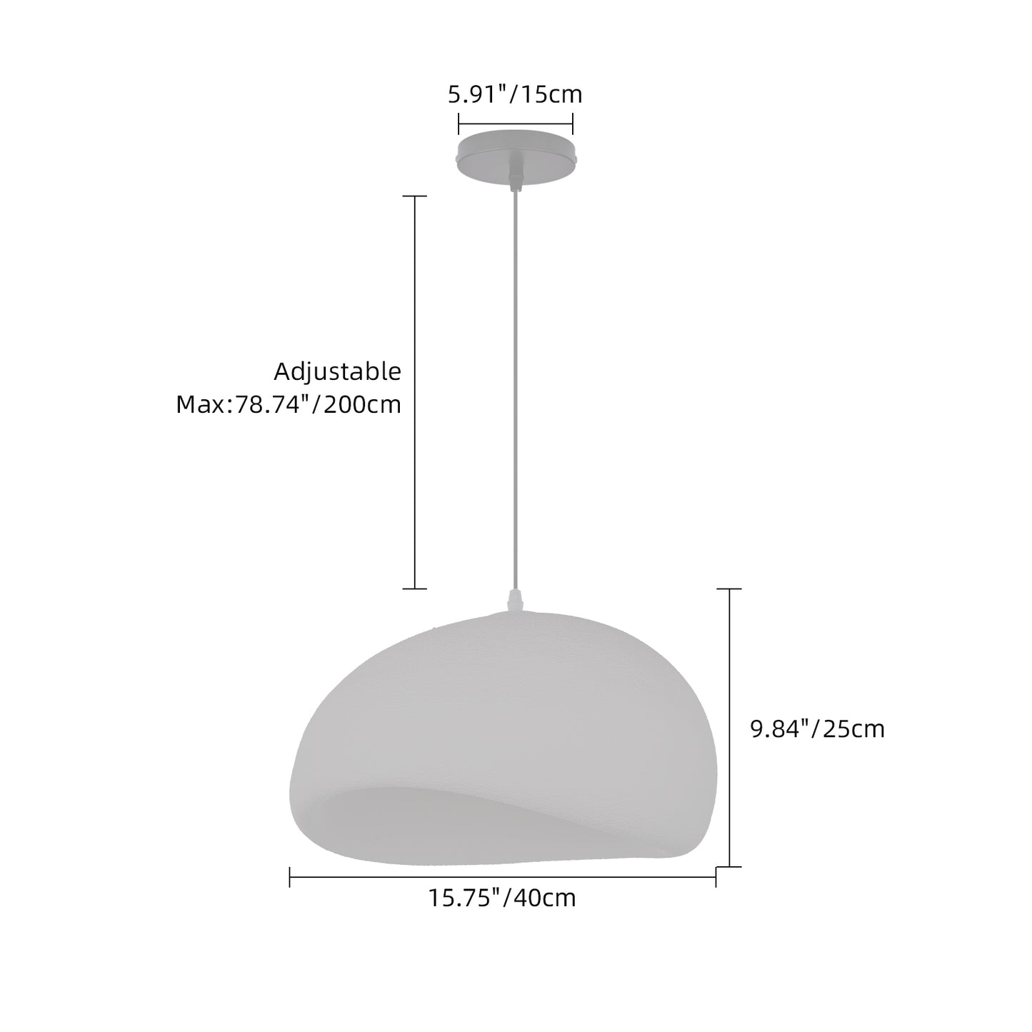 (M) Wabi Sabi Pendant Lighting Polystyrene Gray Chandelier Hanging Light Fixture for Dining Room Hall