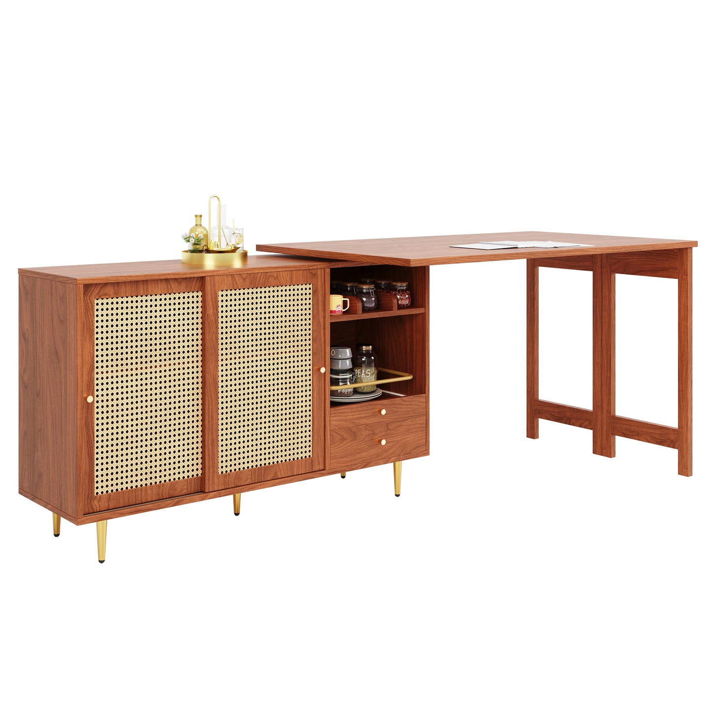 Brown 360° Rotating Expandable Bar Table-A Versatile Home Essential