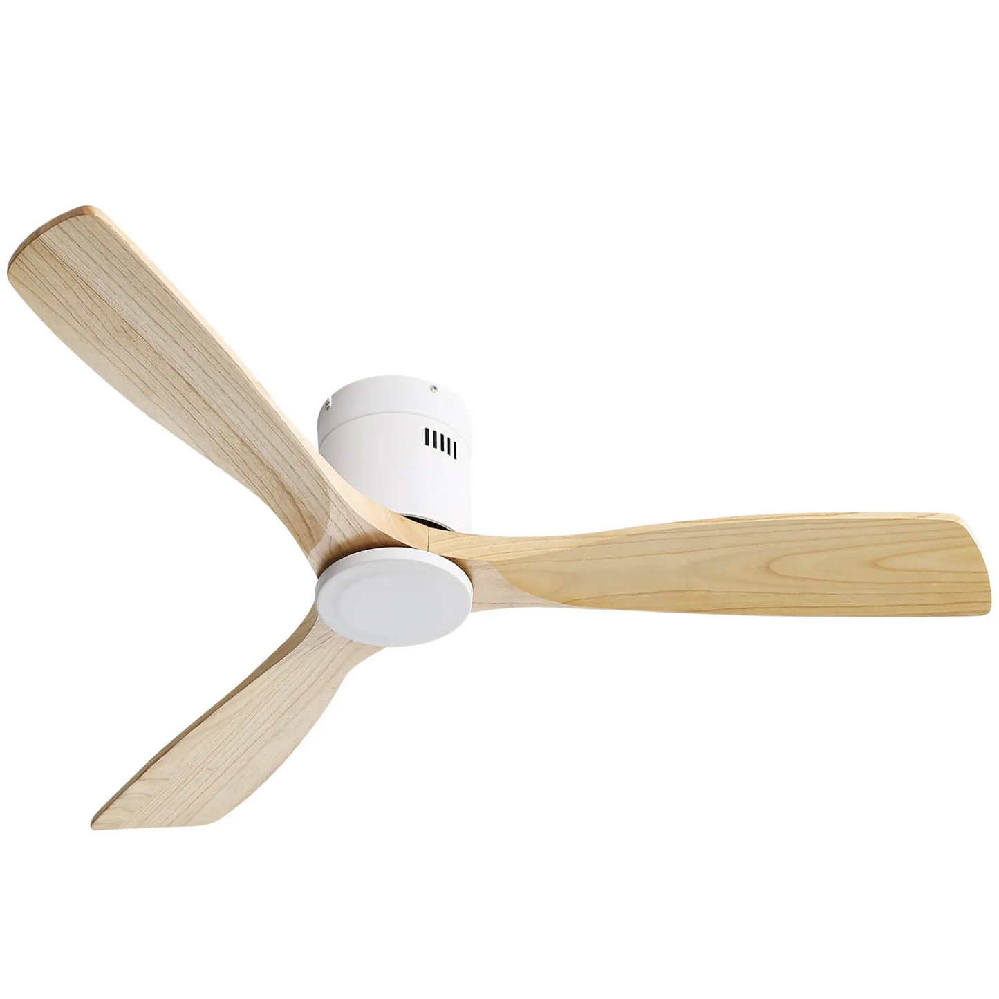 52" Natural Wood Ceiling Fan with 3 Wood Solid Blades, Reversible DC Motor, Remote Control for Living Room