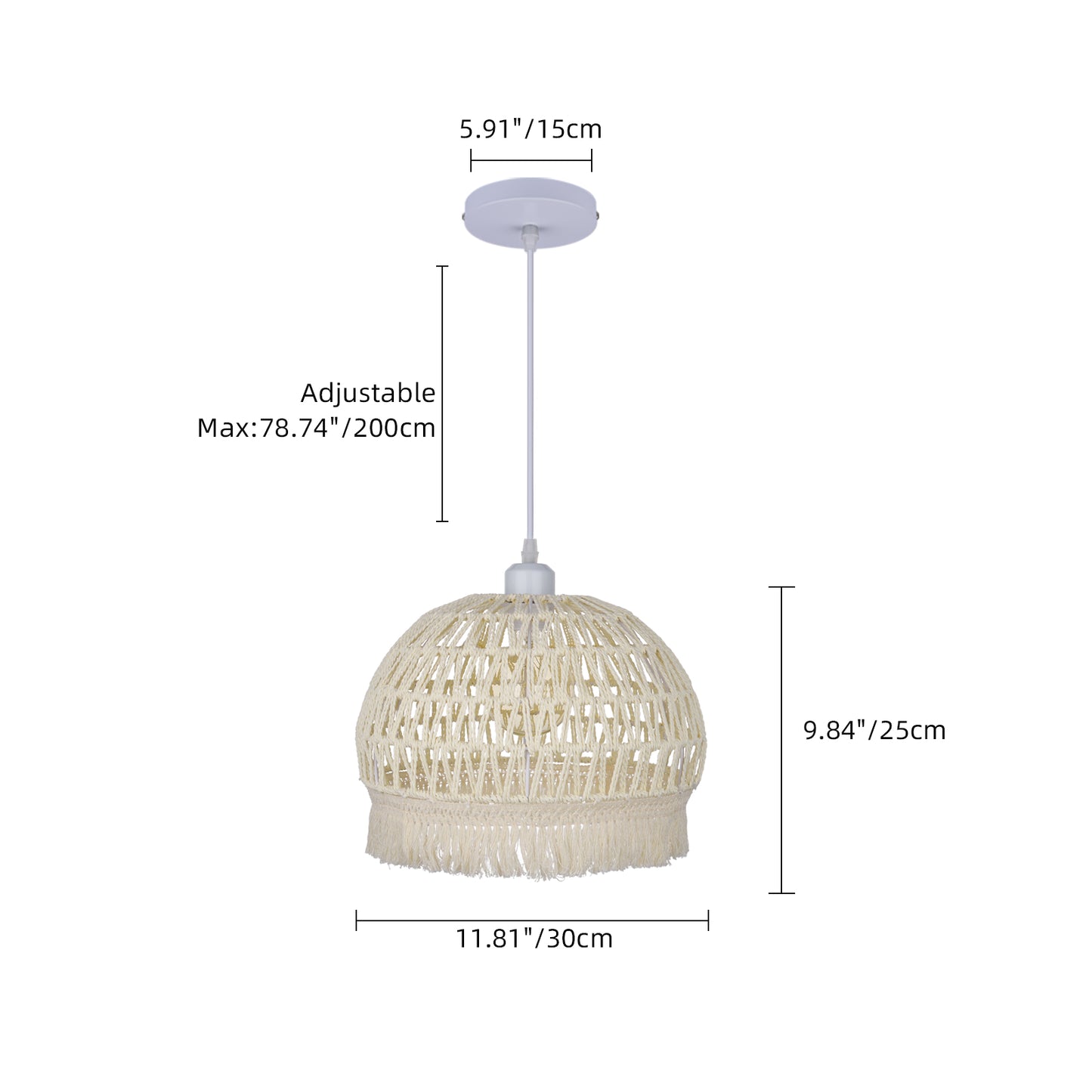 (M)ARTURESTHOME Pendant Light Fixture Black Rattan Drum Shade 1 Light Hanging Chandelier For Living Room