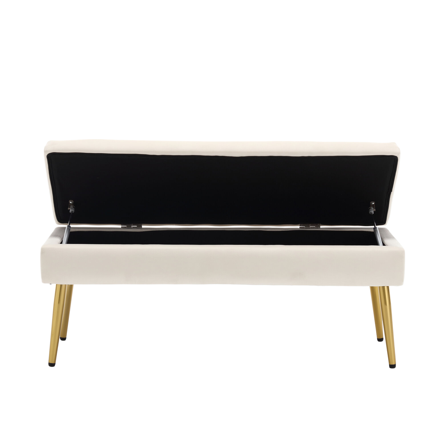 Modern Minimalist Upholstered Velvet Storage Bench with Gold Metal Legs