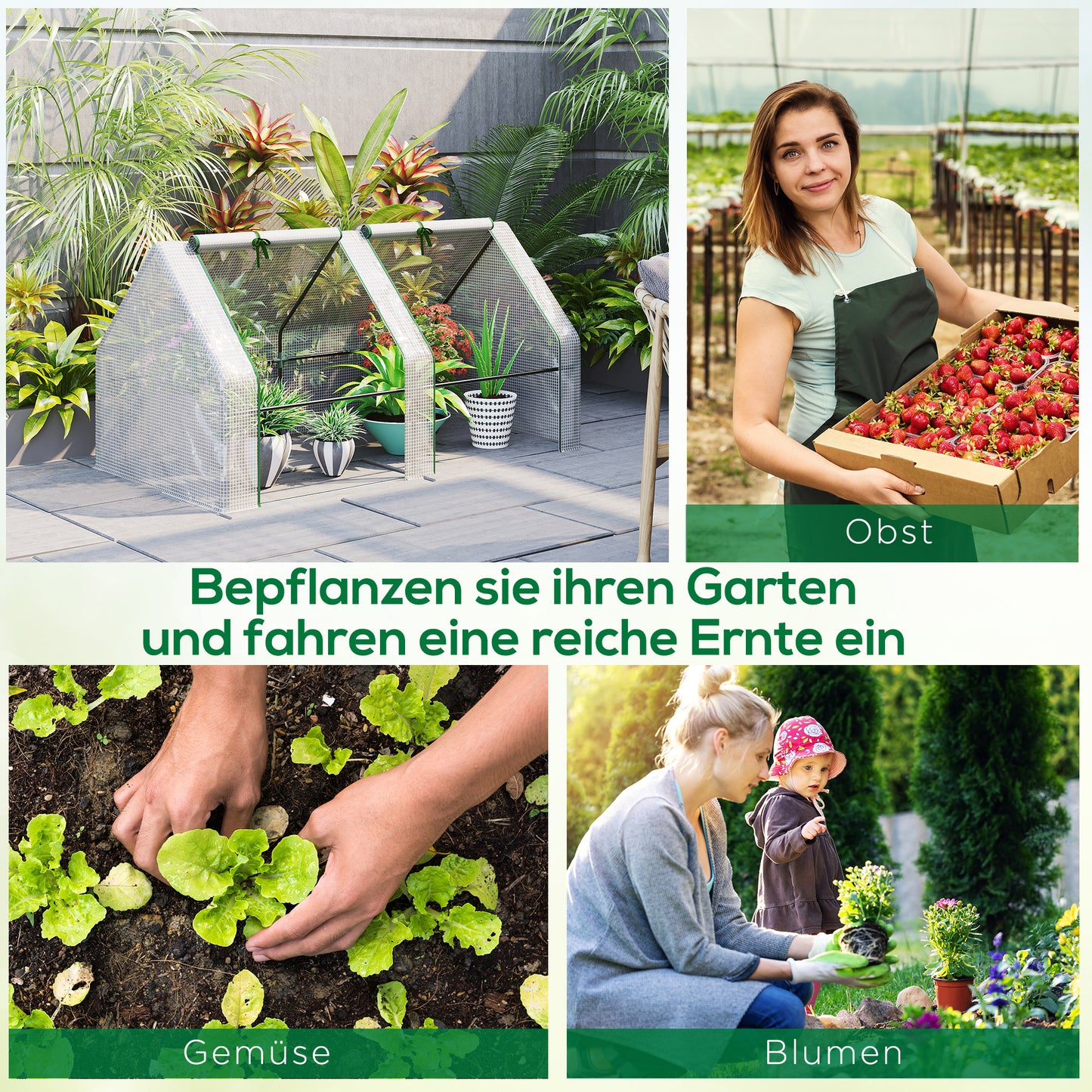 Mini greenhouse film greenhouse 180x90x90cm with 2 roll-up windows made of PE film for garden balcony