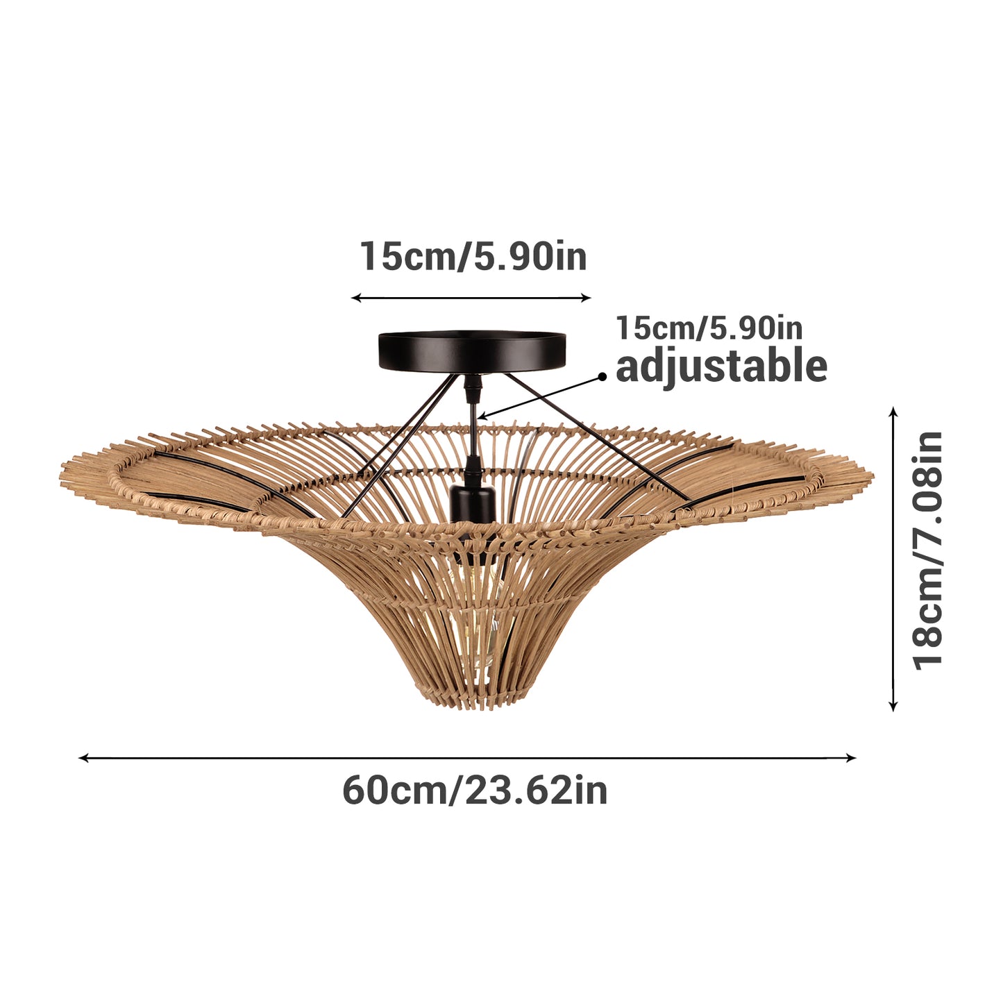(M)ARTURESTHOME Rustic Wicker Ceiling Light Fixtures Boho Rattan Chandelier for Coastal Kitchen Island Dining Room