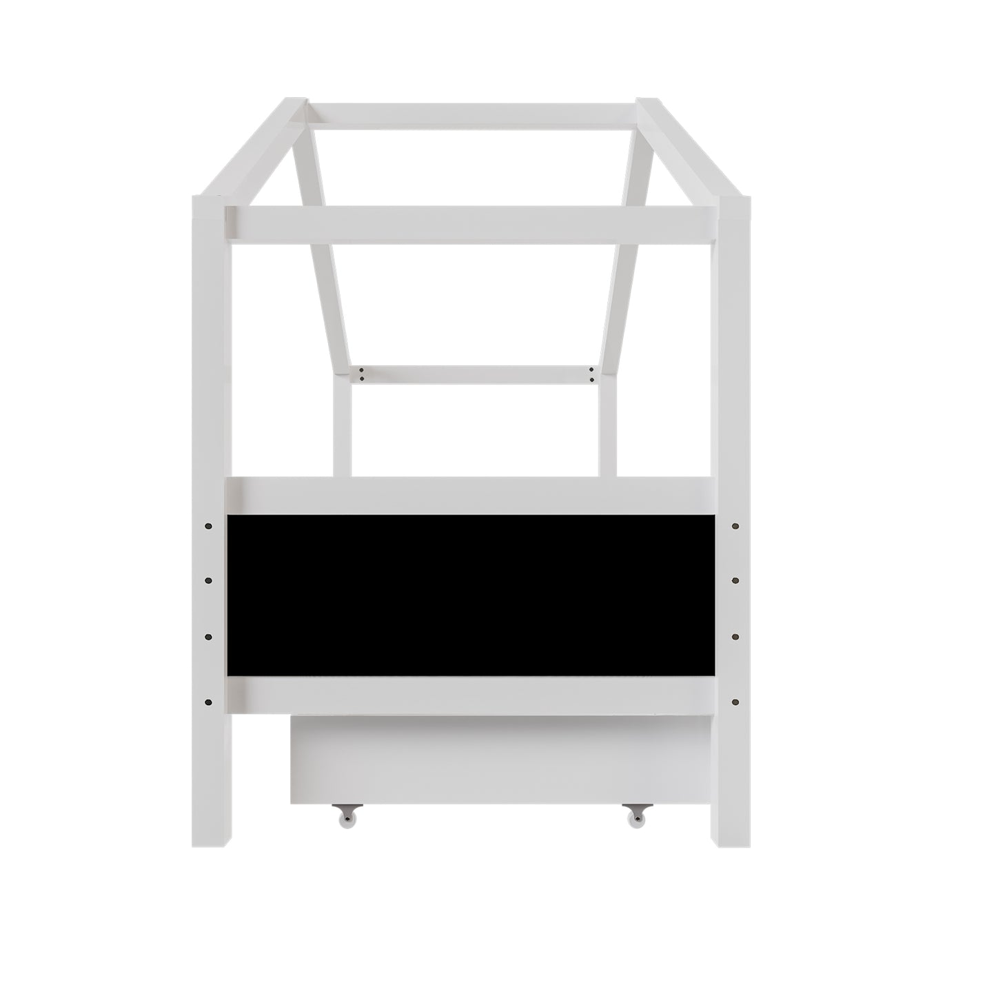 90x200cm White Pine Children's Bed with Double Drawers & Fall Protection