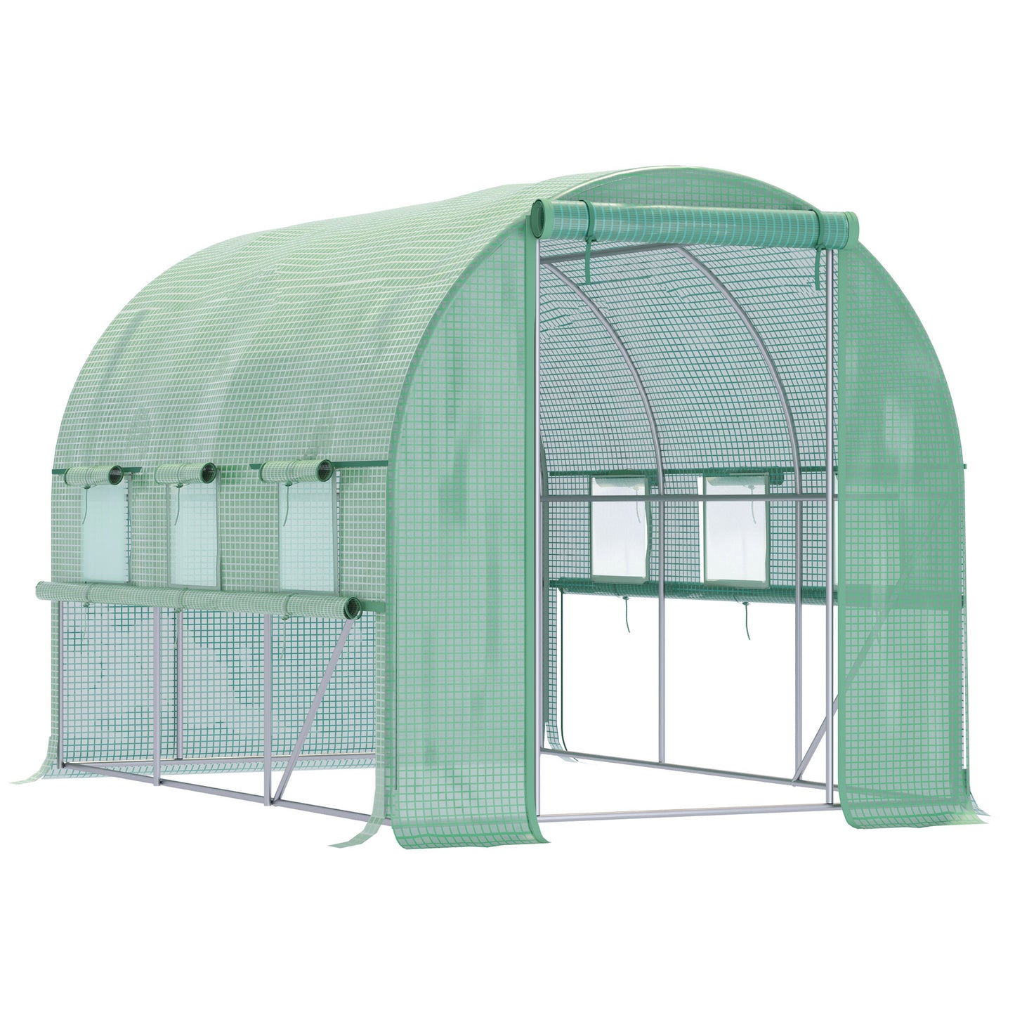 Plastic greenhouse 2.95x2x2m tunnel walkable with 6 windows UV protection for plant cultivation in the garden