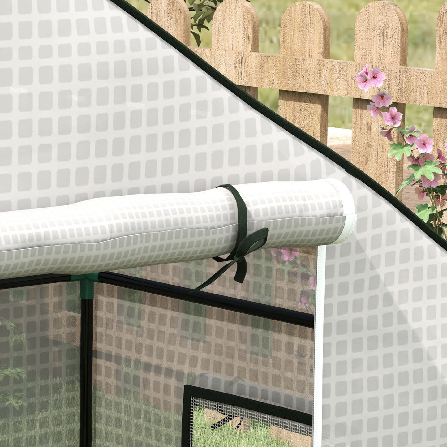 PE film replacement cover, with UV protection, roller shutter door, side windows, tomato house, 140 x 73 x 190 cm, white
