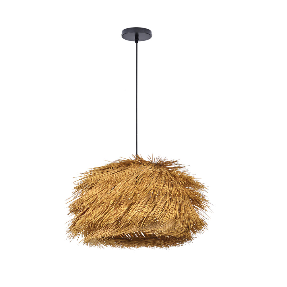 (Q)Hand Woven Bamboo and Rattan Pendant Light, Vintage Home Lighting Pendant Light, Bohemian Style, Suitable for Bedrooms and Restaurants