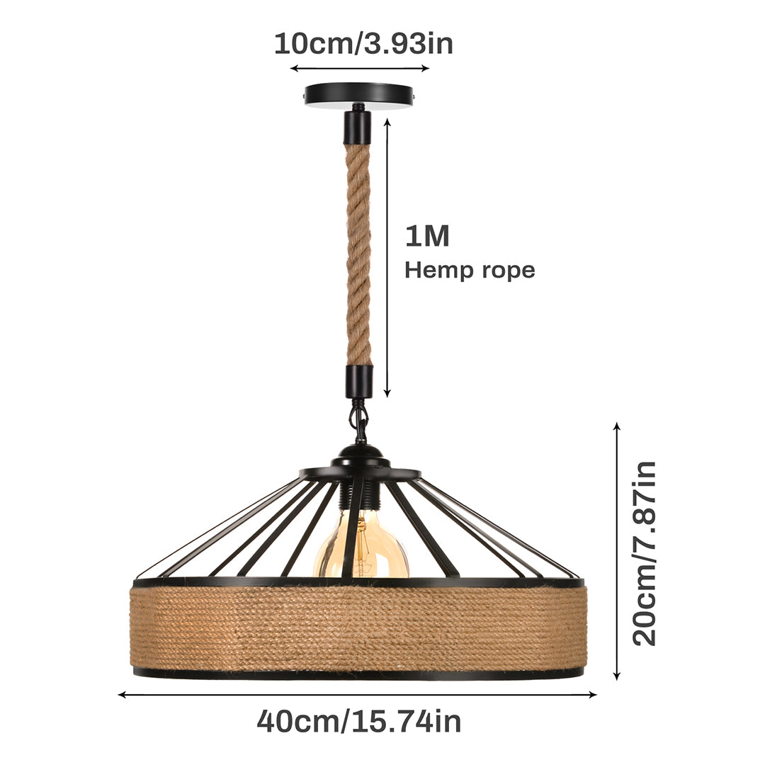 (Q)Creative Rope Vine Yurt Lampshade Pendant Light, Industrial Retro Vine Lamp Pendant Light, Suitable for Kitchen Islands and Living Rooms