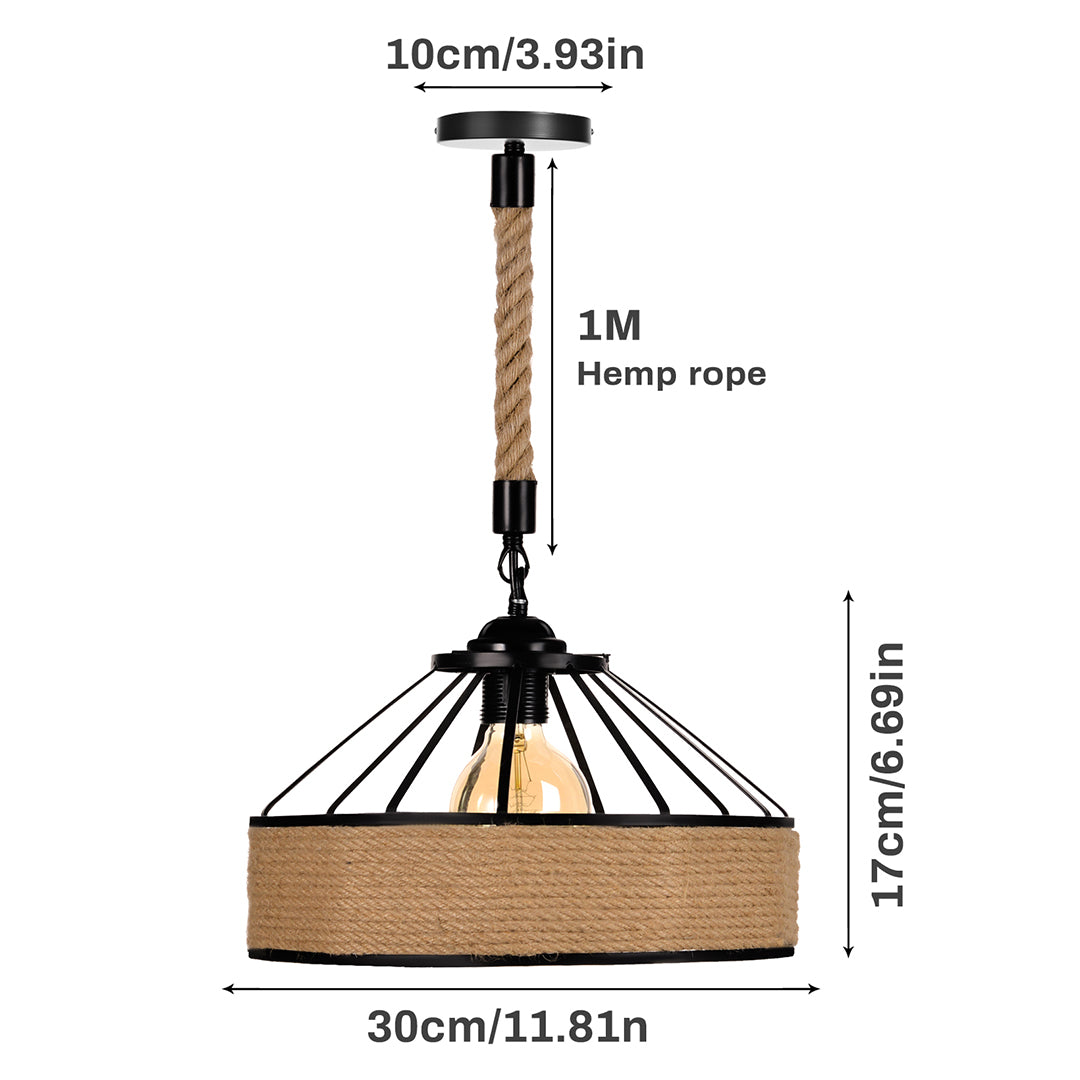 (Q)Creative Rope Vine Yurt Lampshade Pendant Light, Industrial Retro Vine Lamp Pendant Light, Suitable for Kitchen Islands and Living Rooms