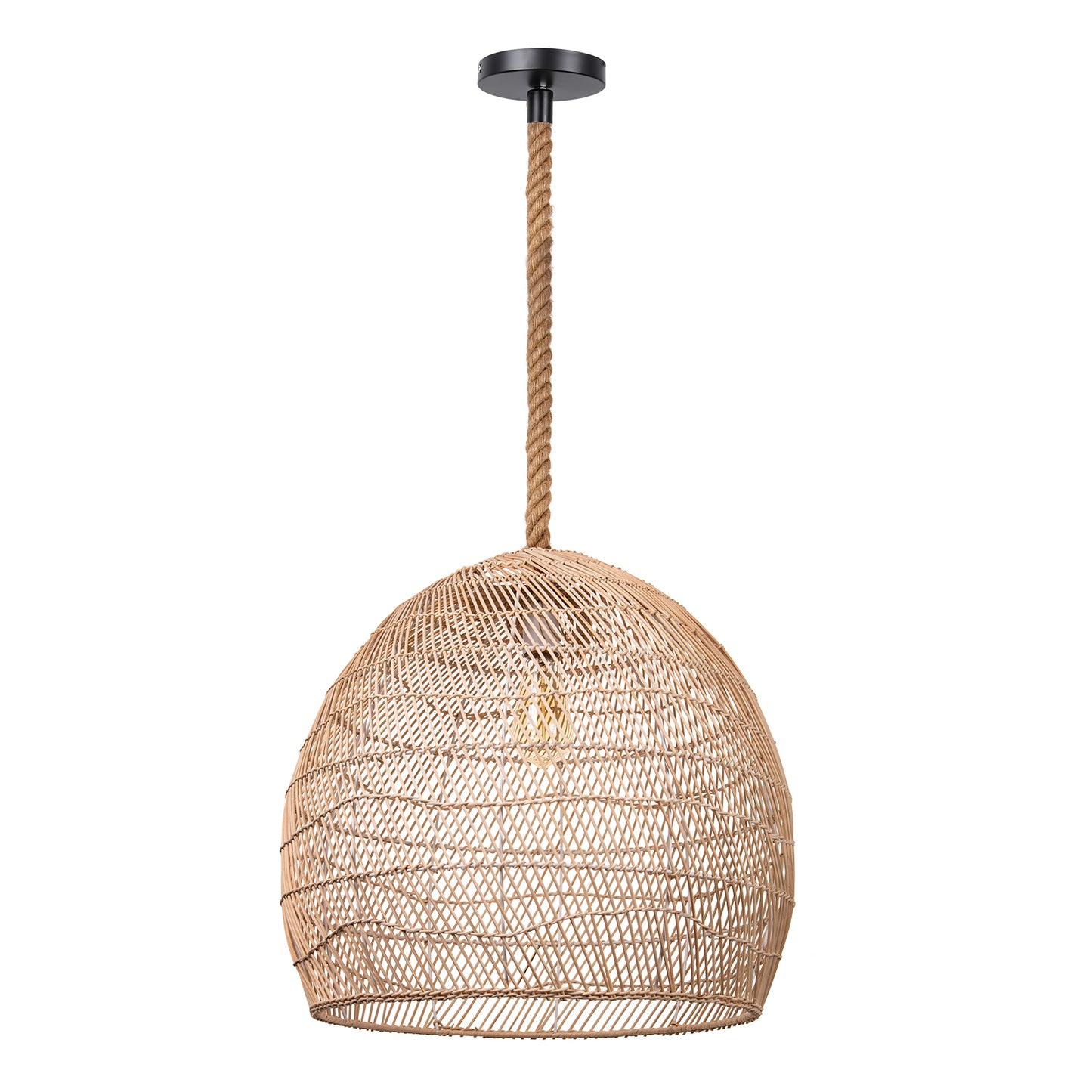 Rope Rattan Lighting Fixture Hardwired for Kitchen Island
