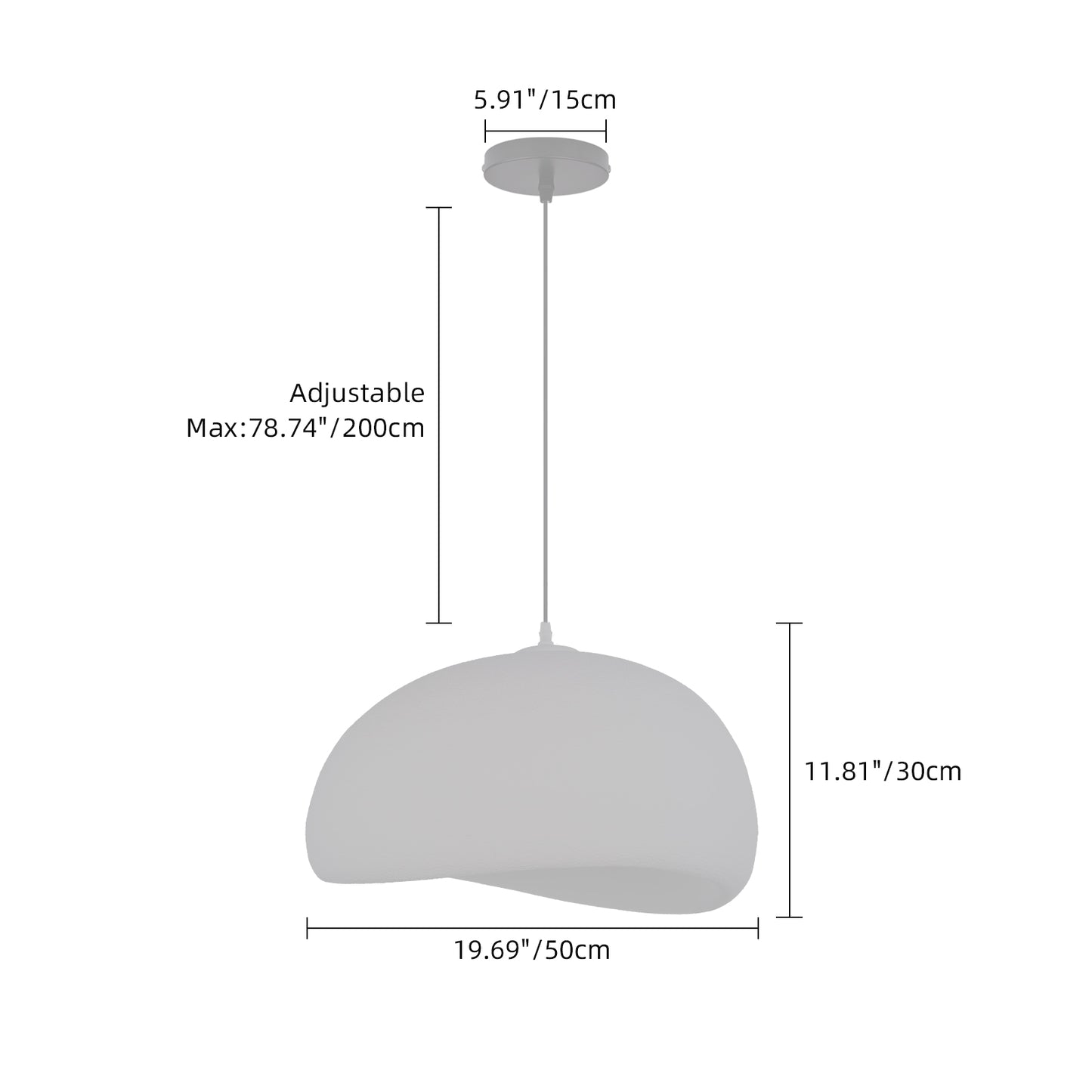 (M) Wabi Sabi Pendant Lighting Polystyrene Gray Chandelier Hanging Light Fixture for Dining Room Hall