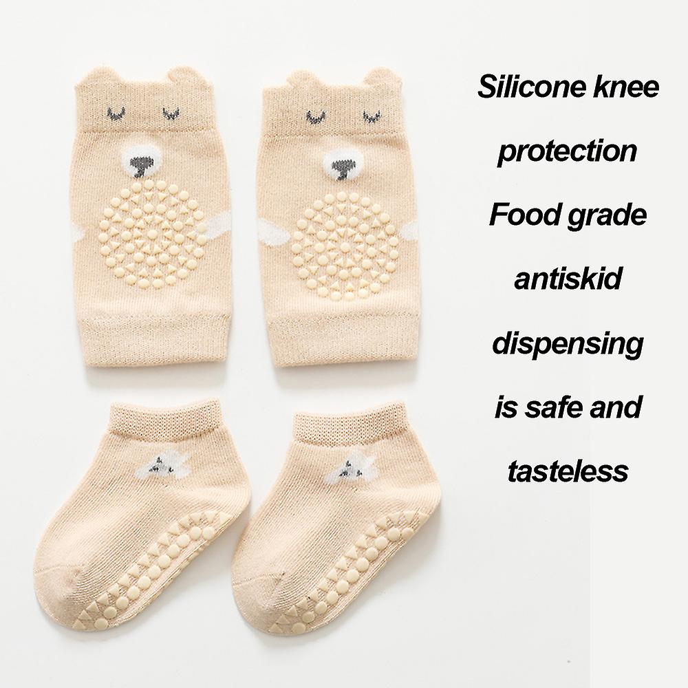 (Y)Baby Crawling Anti-slip Knee Pads And Anti-slip Baby Socks Set