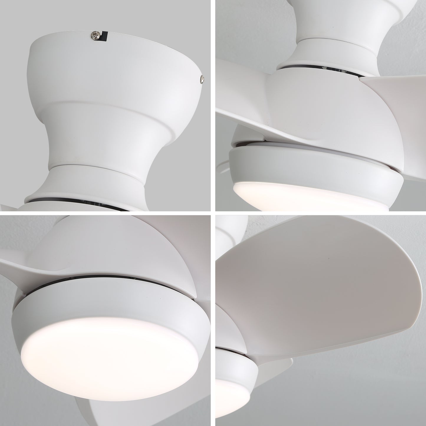 23-Inch Mini LED Ceiling Fan with 3-Color Dimmable Light, 3 ABS Blades, DC Motor, Remote Control for Bedroom
